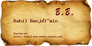 Bahil Benjámin névjegykártya